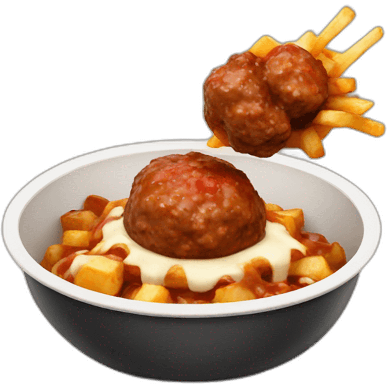 Poutine shooting meatballs emoji