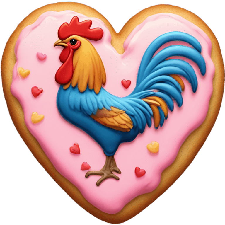 cookie heart with rooster emoji