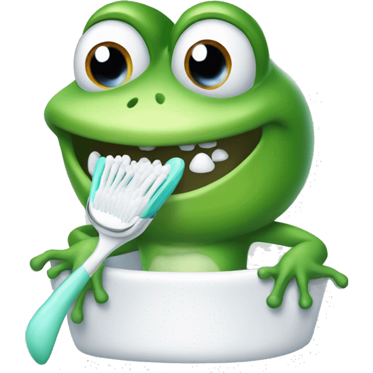 Dental hygiene frog emoji