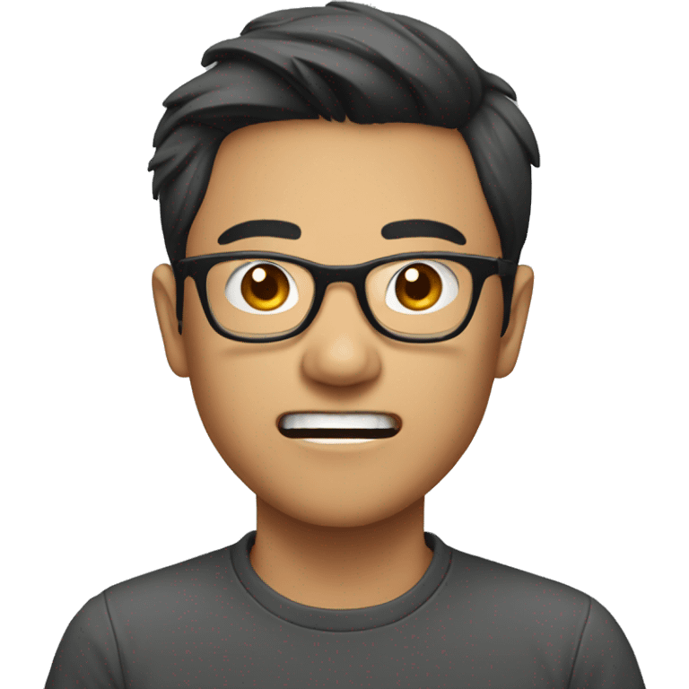 Mad Young Asian man with glasses emoji