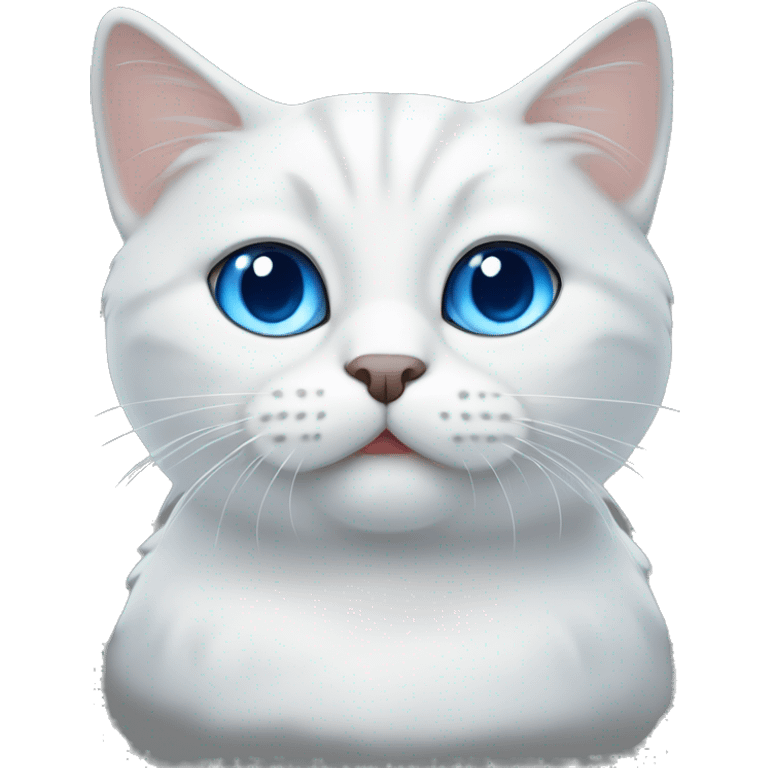 A white fold-eared Scottish cat with blue eyes emoji