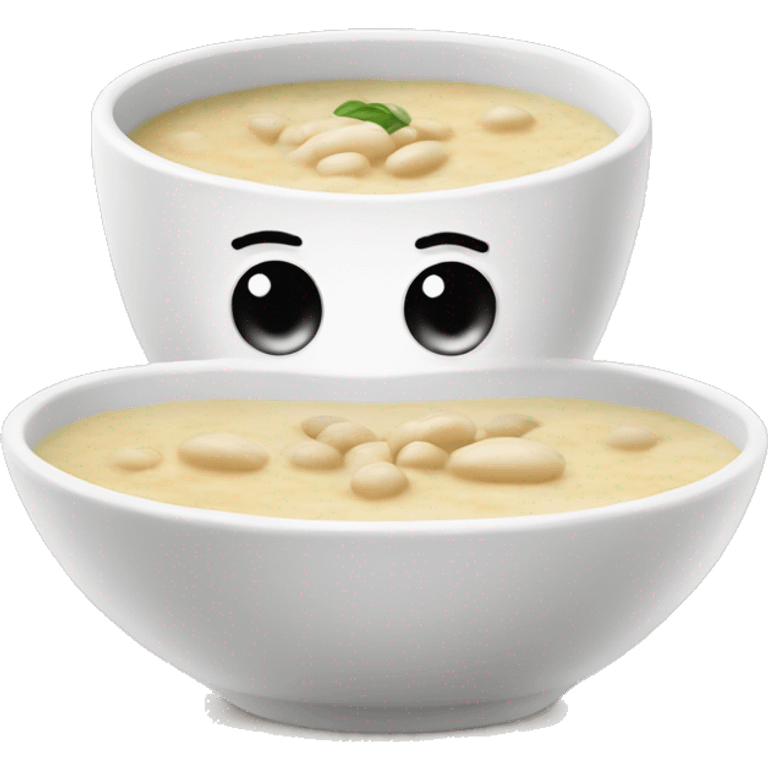 white bean soup facing forward with creamy white soup emoji