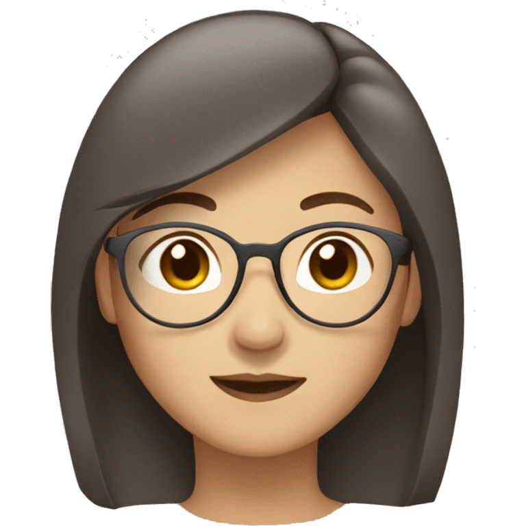 asian woman who wears glass and wink. brown hair and brown eyes. emoji