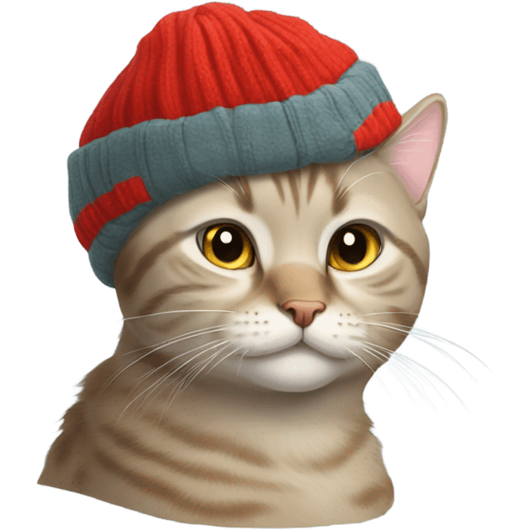 À cat wearing a warm hat russian like emoji