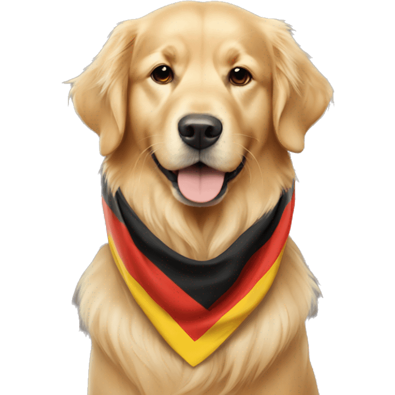 Golden retriever wearing a Germany flag scarf  emoji