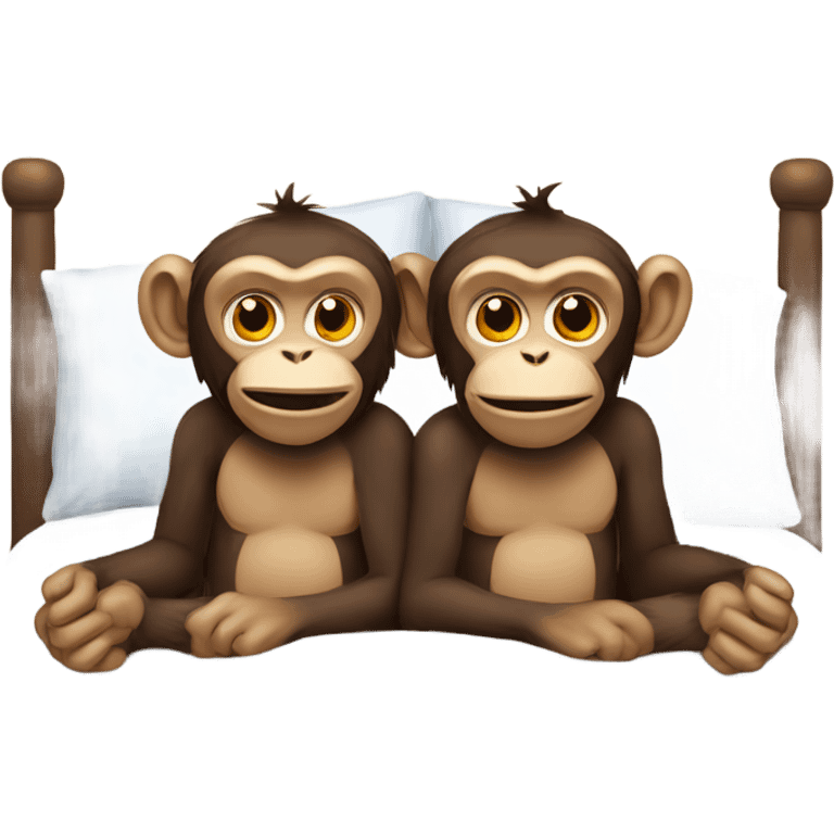 Two monkeys in bed emoji