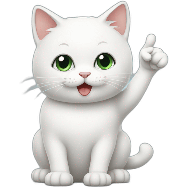 White cat gives a thumbs up emoji