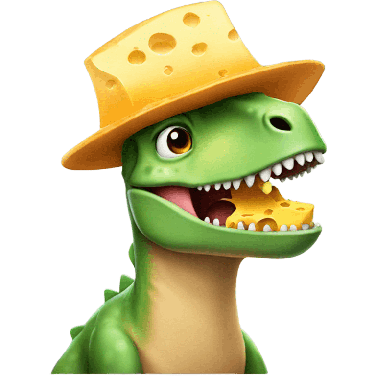 Dinosaur with a cheese hat emoji