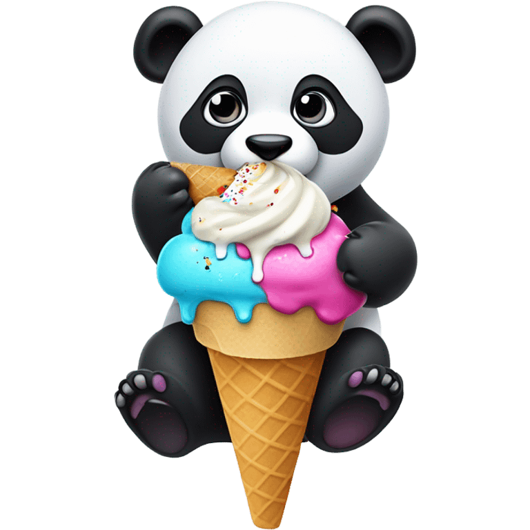 Panda eating ice cream emoji