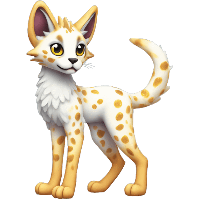 Cute Kawaii Epic Ethereal Sparkly Colorful Sergal-Serval-Vernid full body emoji