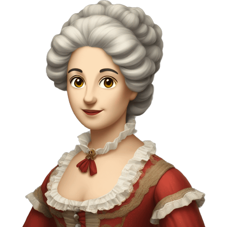  18th century Italian aristocratic young lady with grey hair and red dress with brown fur trim emoji