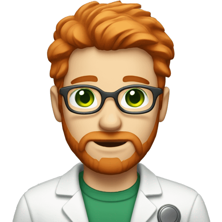 male scientist with red hair and a beard and green eyes without glasses emoji