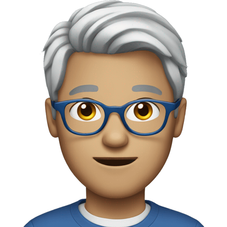 Young man with grey hair and blue glasses  emoji