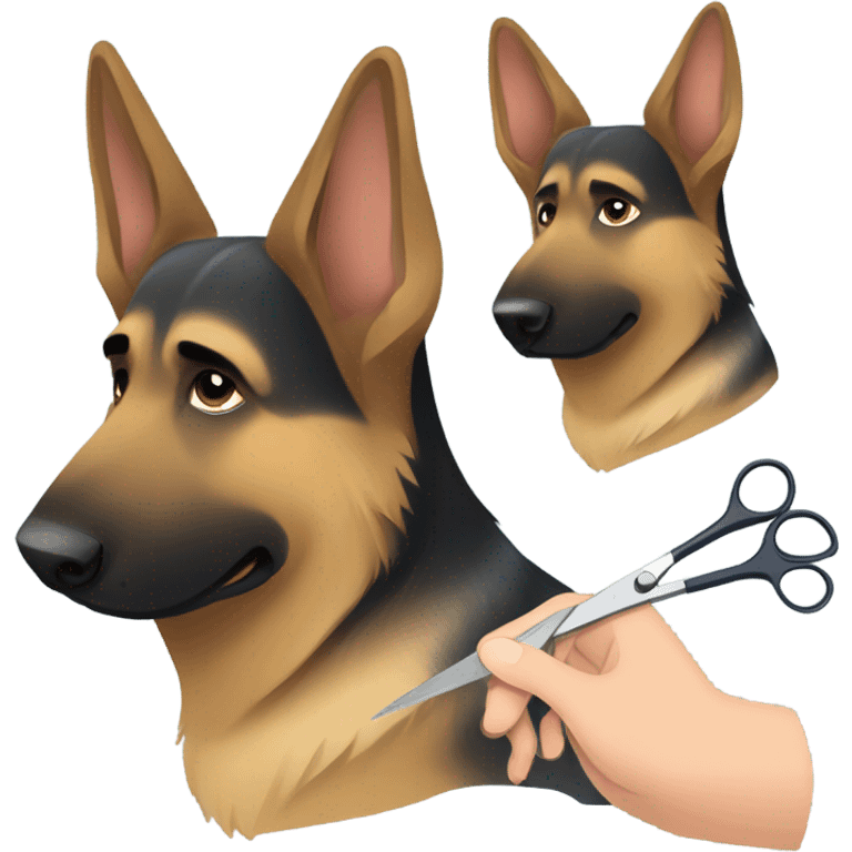 German Shepard cutting hair emoji