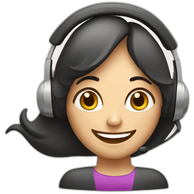 happy lady with a customer support headset emoji