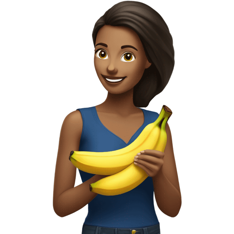 beautiful brunette eating a banana emoji