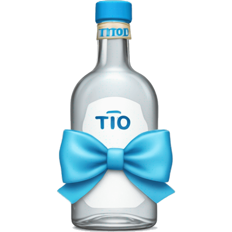 Tito’s vodka bottle with a light blue bow on it emoji