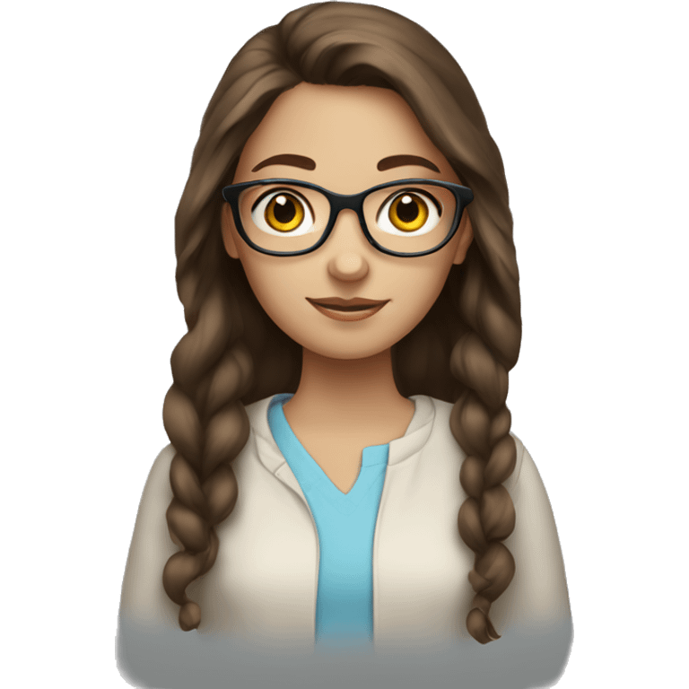 teen girl with brown hair blue eyes and glasses  emoji