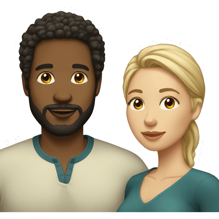 Couple black man with beard and very light skinned woman emoji