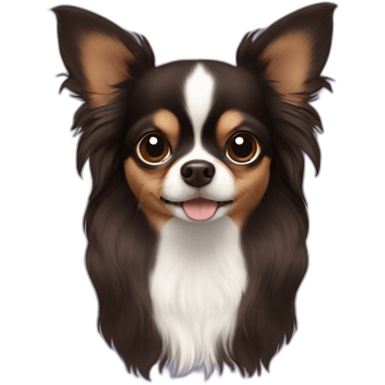 Long hair dark brown and black Chihuahua emoji