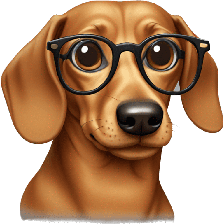 Dachshund wearing glasses emoji