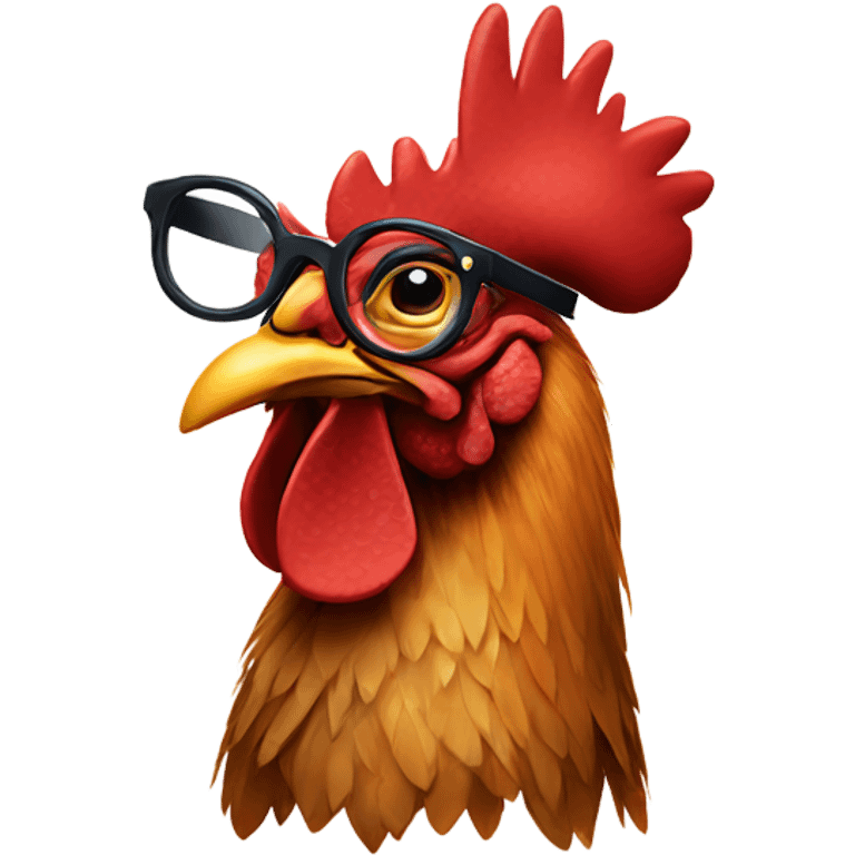 Rooster with fancy glasses emoji