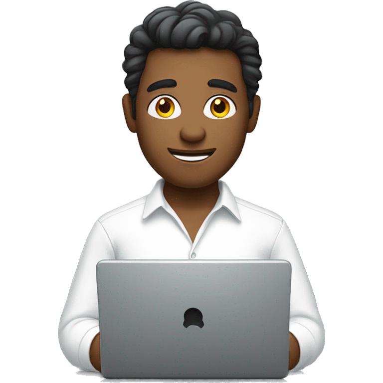 men in white shirt with laptop emoji