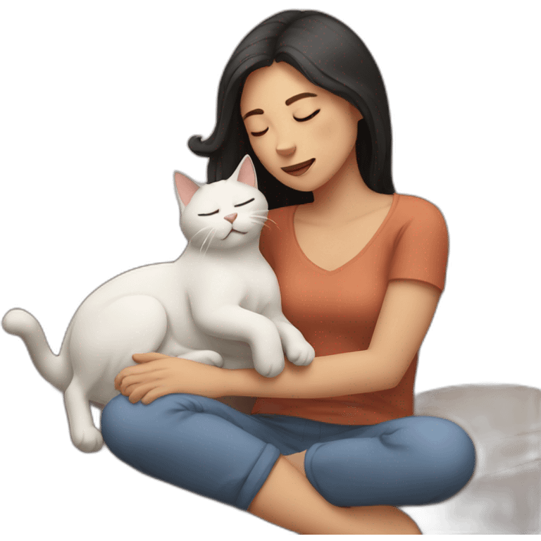 tired woman loving cat emoji