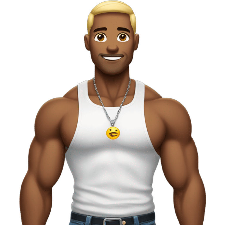 muscular man with earrings emoji