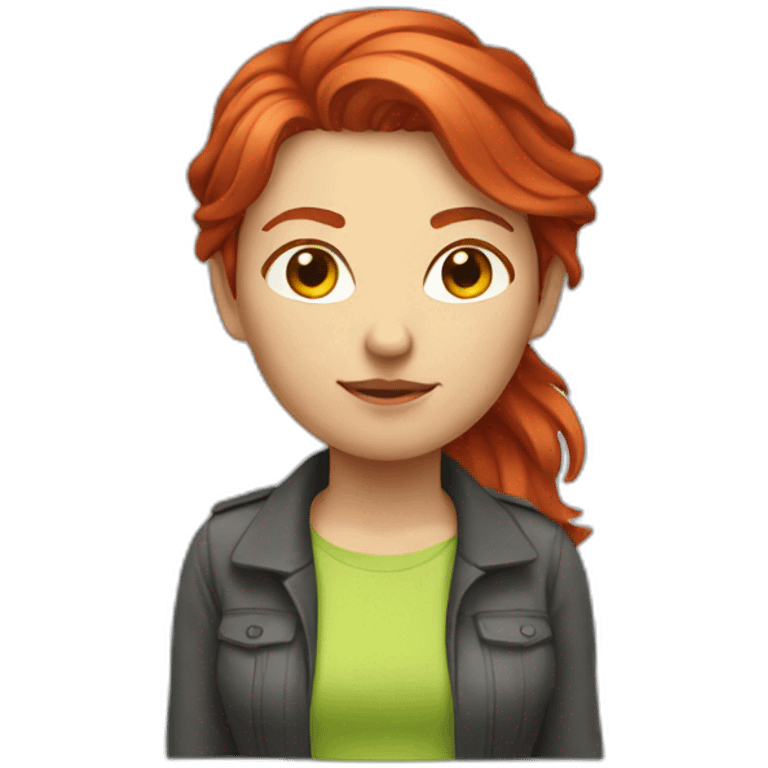 Intense red hair a bit longer woman engineer  emoji