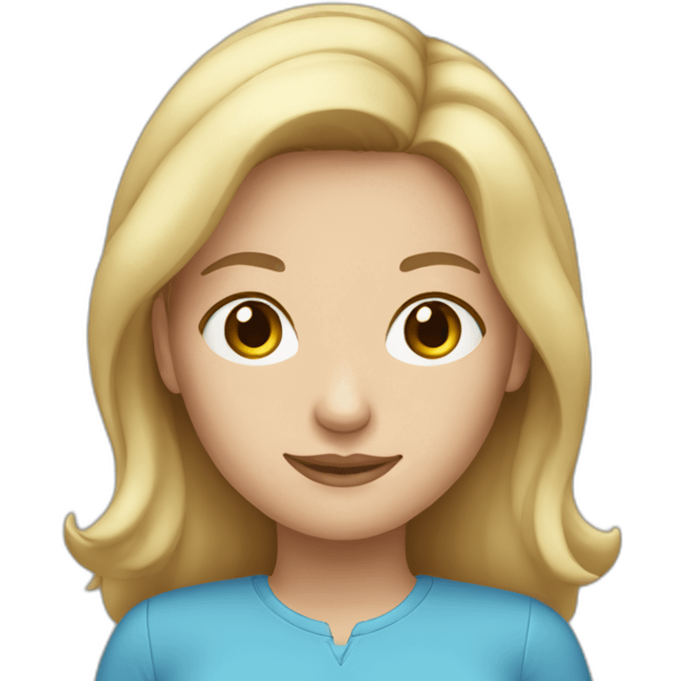 cute caucasian woman blue top emoji