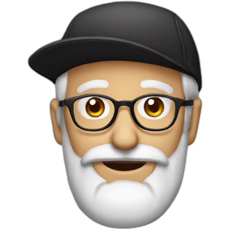 Old man, beard, black cap, glasses emoji