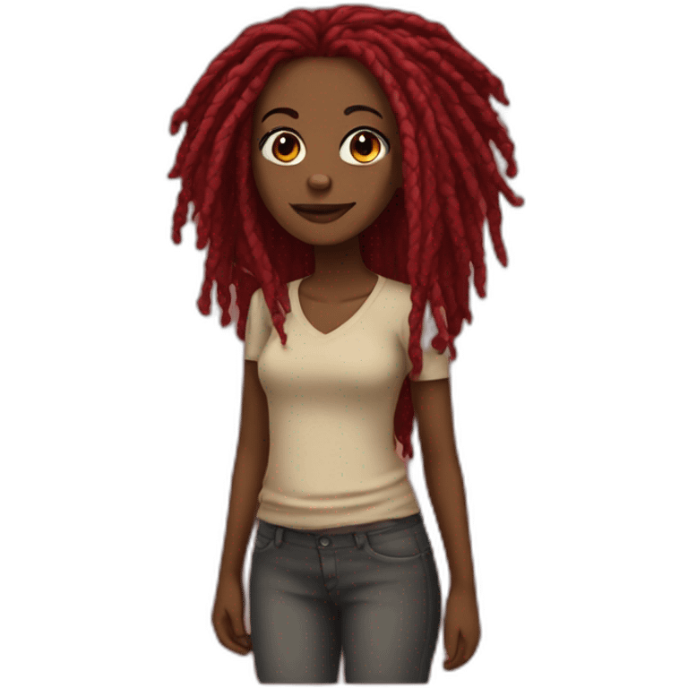 Black girl with red dreadlocks emoji