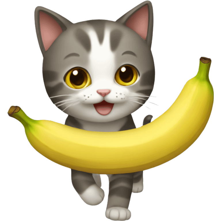 cat banana caminando emoji