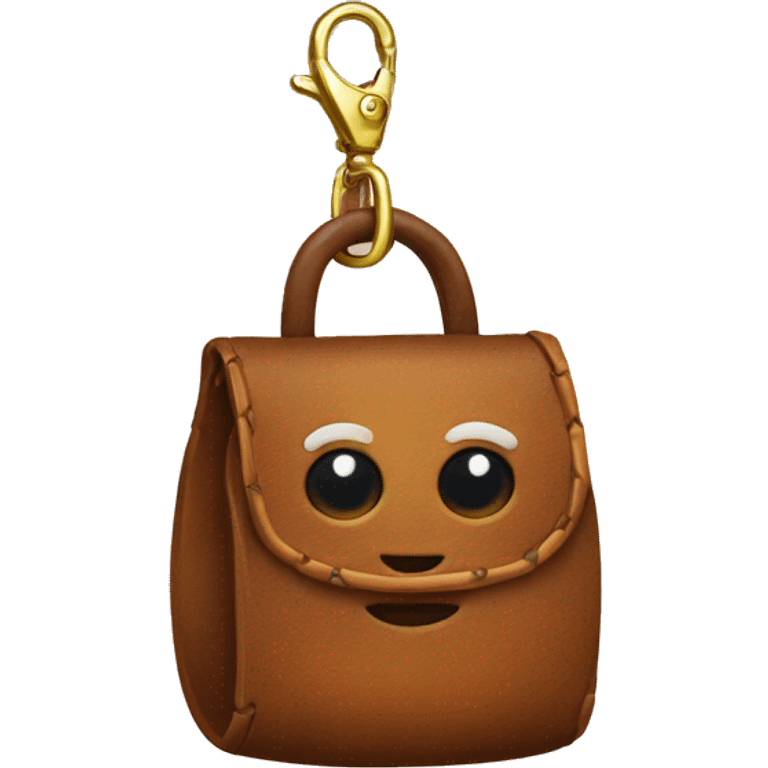 leather bag with brown beads keychain emoji