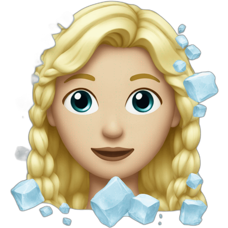 A blond women made of ice emoji