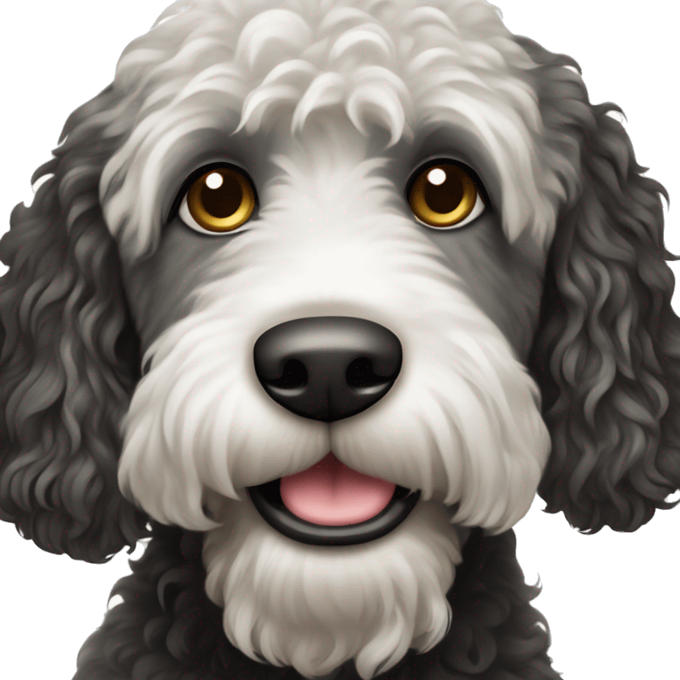 Black and white labradoodle emoji