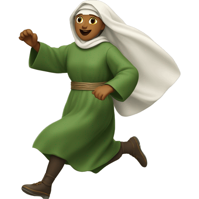 saint brigid running, with a large stride and arms outstretched emoji