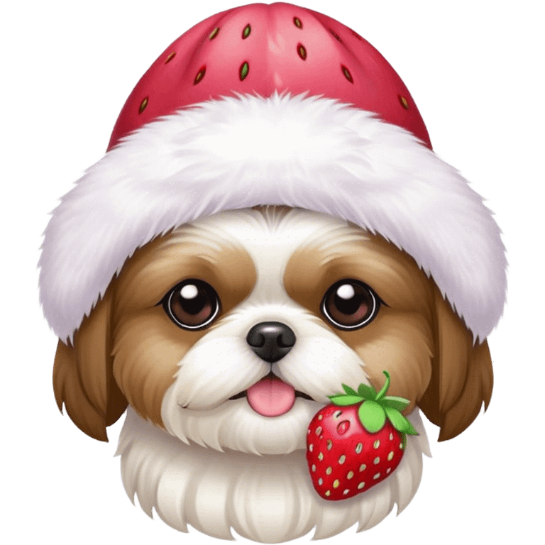 shihtzu with strawberry hat  emoji