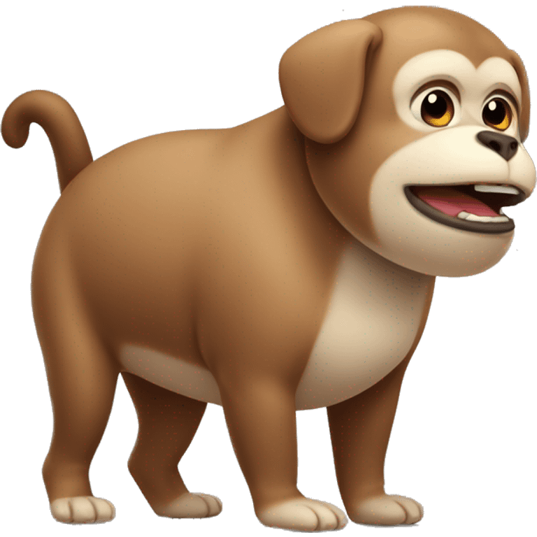 chubby monkey dog with a belly emoji