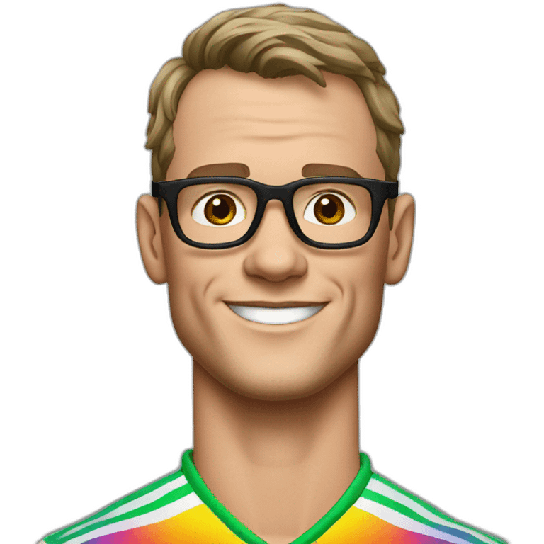 Jonathan Toews wearing glasses and rainbow clothes emoji