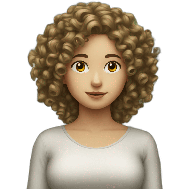 Curly European Girl and money emoji