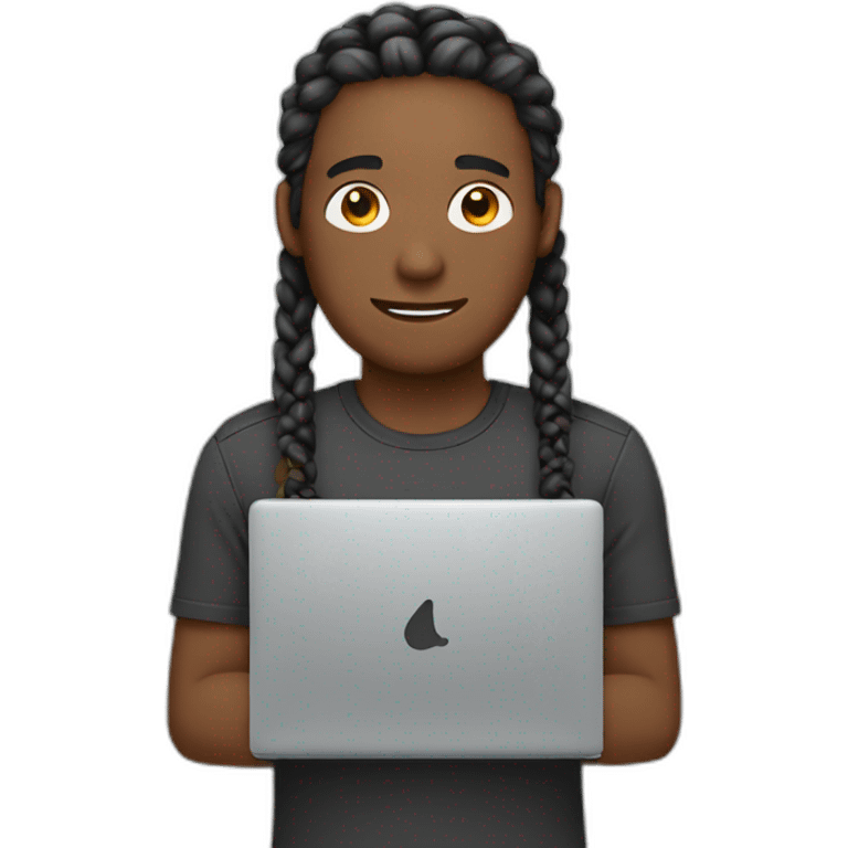 Guy Laptop with braids emoji