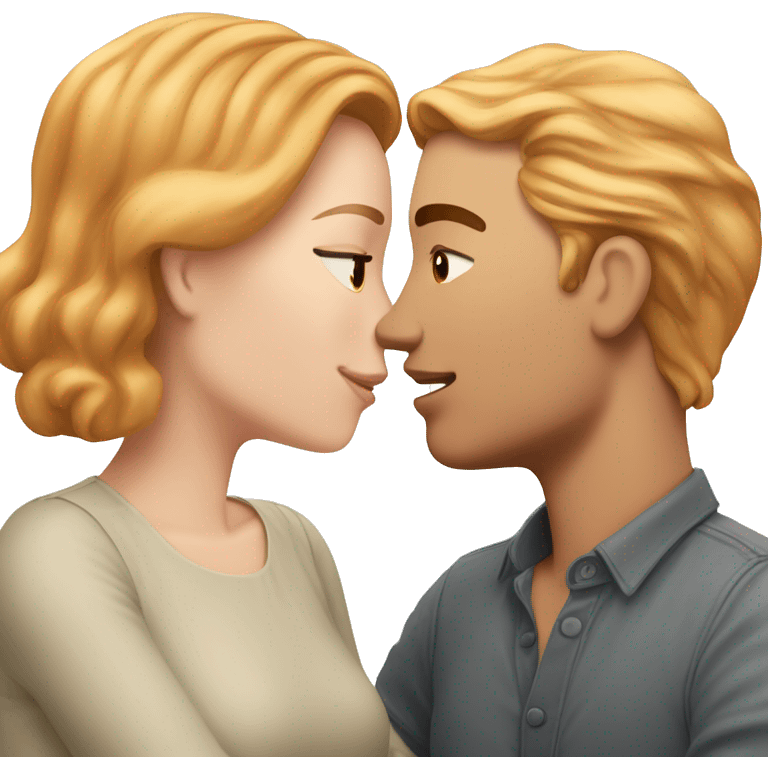 fair skinned man with short black hair kissing fair skinned woman with strawberry blonde hair emoji