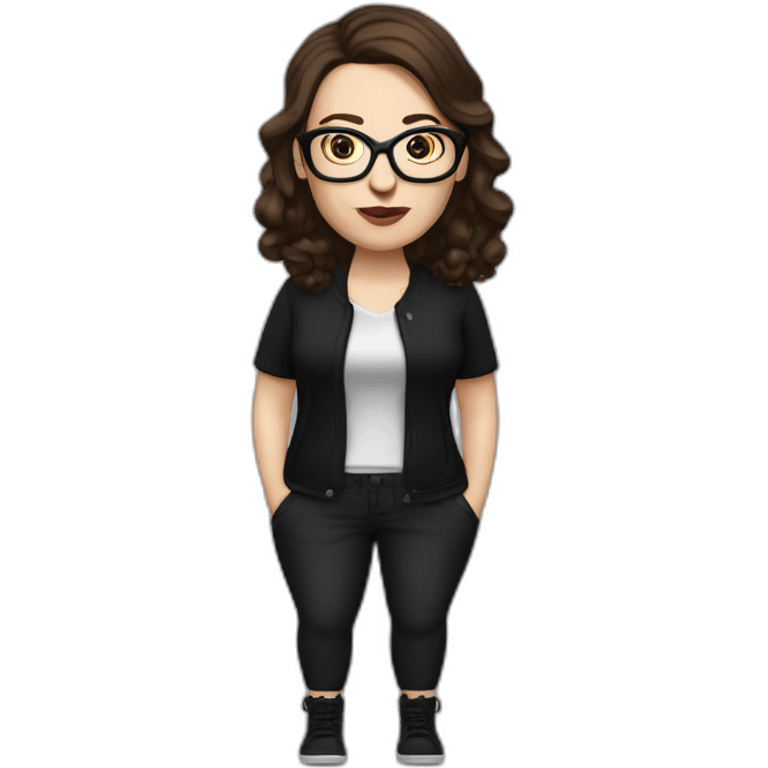 Caucasian-Mum-woman-goth-brown-hair-standing-wearing-glasses-plus-size emoji