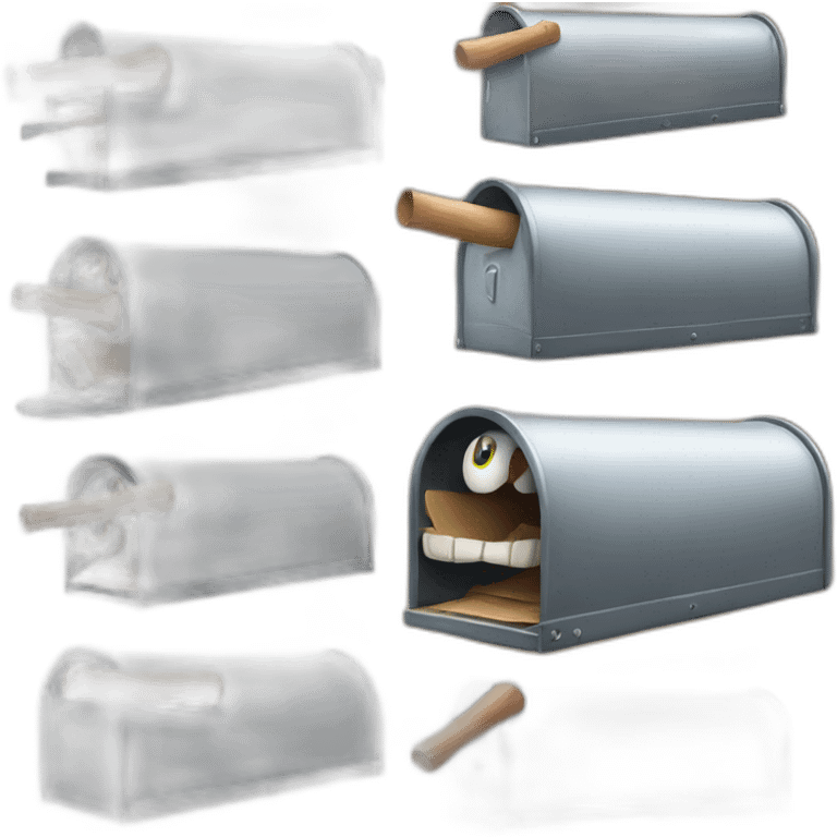 evil mailboxes with baseball bats cartoon emoji