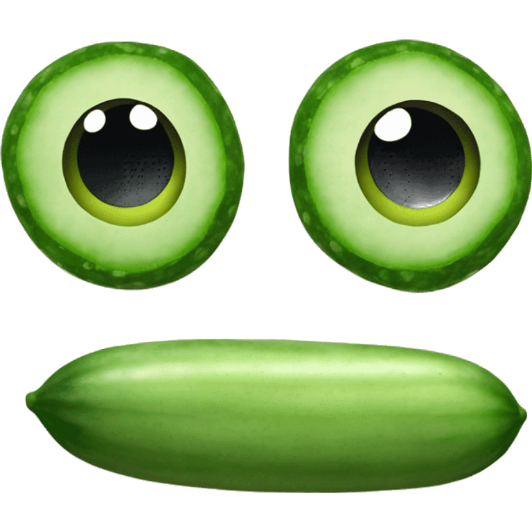 A emoji with cucumbers of the eyes emoji