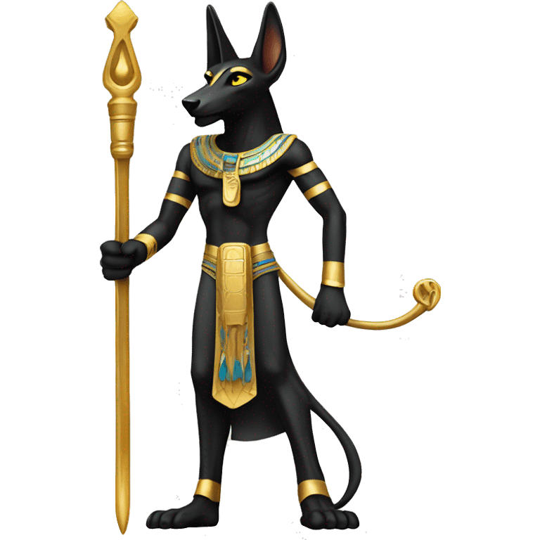 Anubis with ankh staff emoji