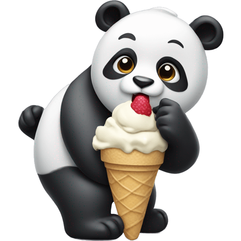 Panda eating ice cream emoji