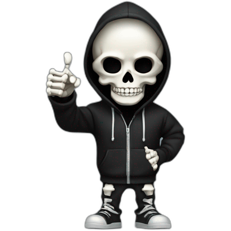 Skeleton programmer in black hoodie thumbs up emoji